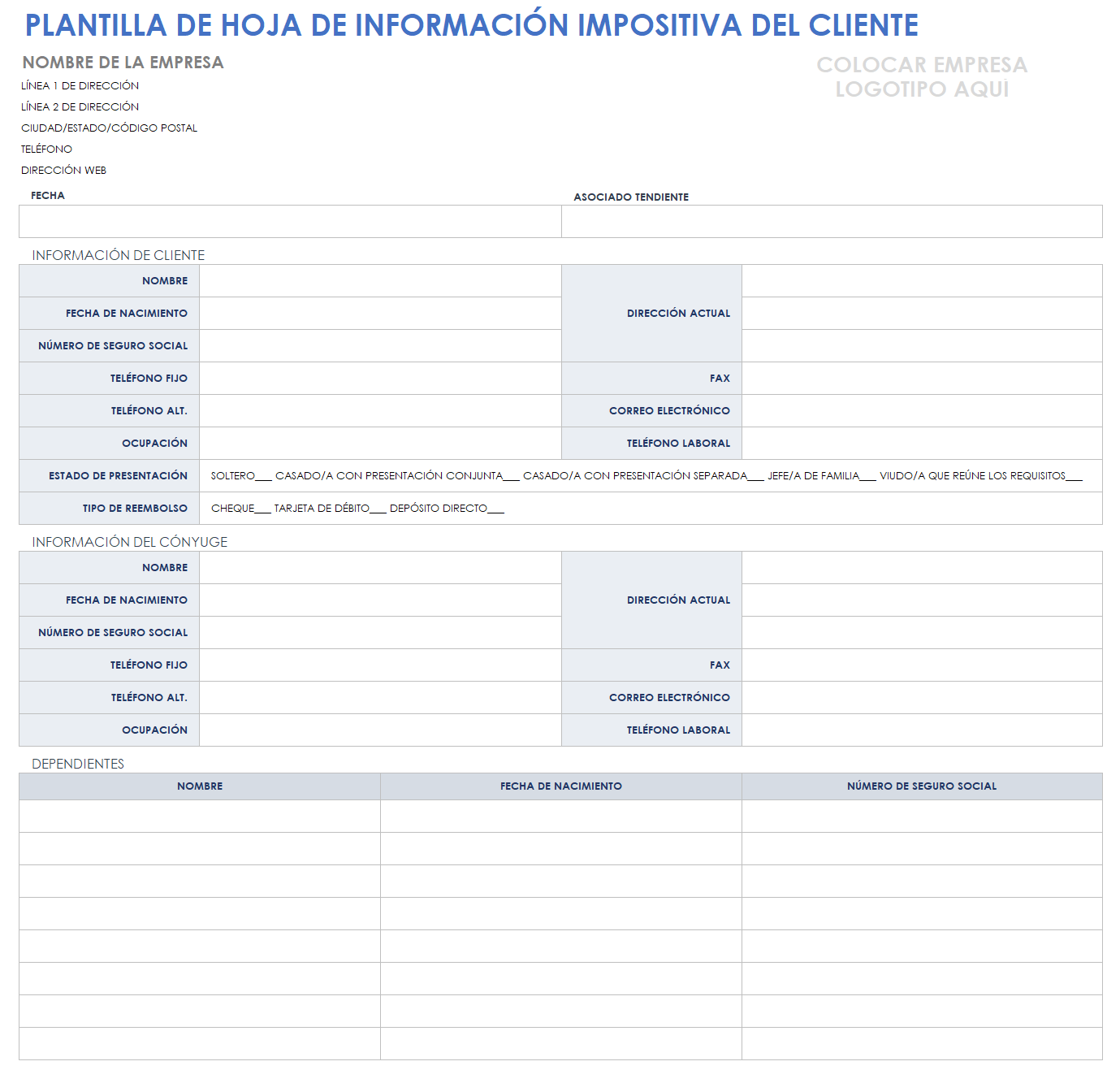 Ficha de información del cliente fiscal