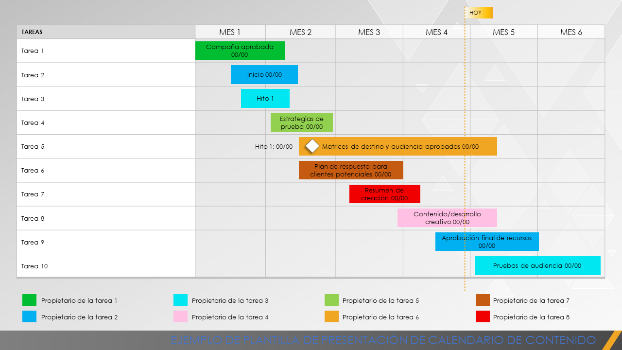  Plantilla de ejemplo de presentación de calendario de contenido