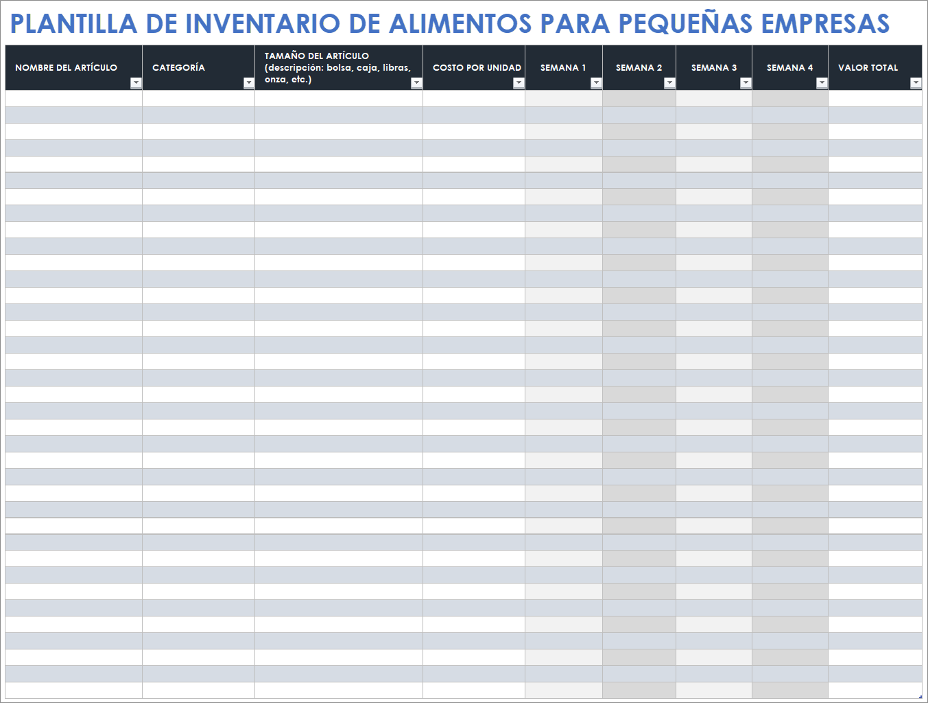  Plantilla de inventario de alimentos para pequeñas empresas