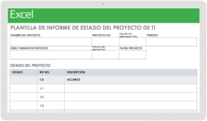  Plantilla de informe de estado del proyecto de TI