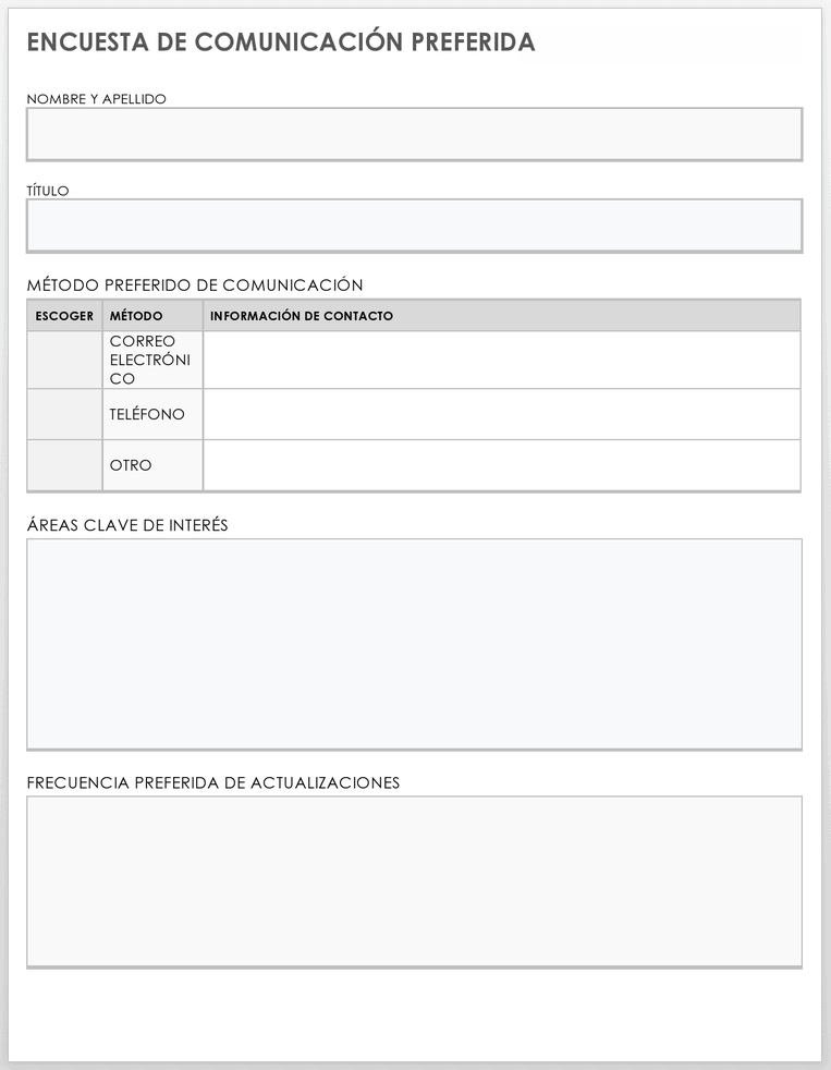 Plantilla de encuesta de comunicación preferida