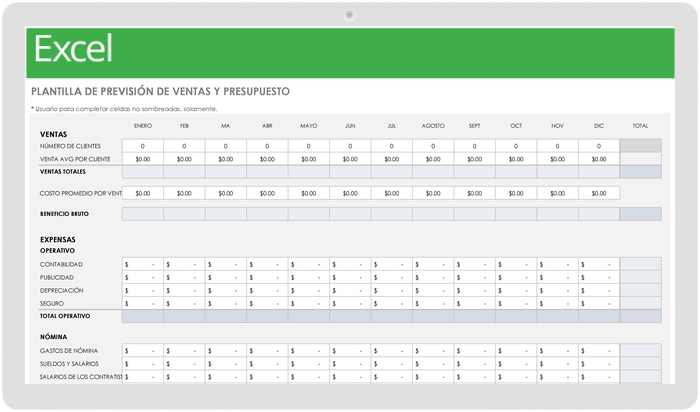 Plantilla de Pronóstico de Ventas y Presupuesto