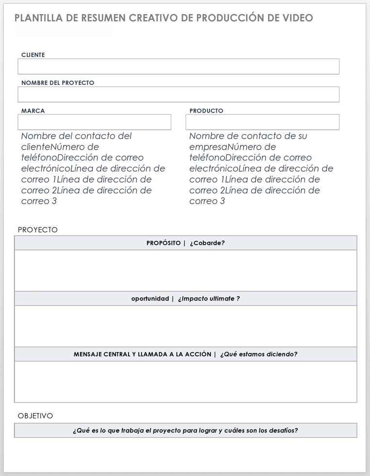 Plantilla de Resumen Creativo de Producción de Video